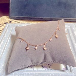 Rose Gold Moon and Stars CZ Fashion Bracelet. NWT
